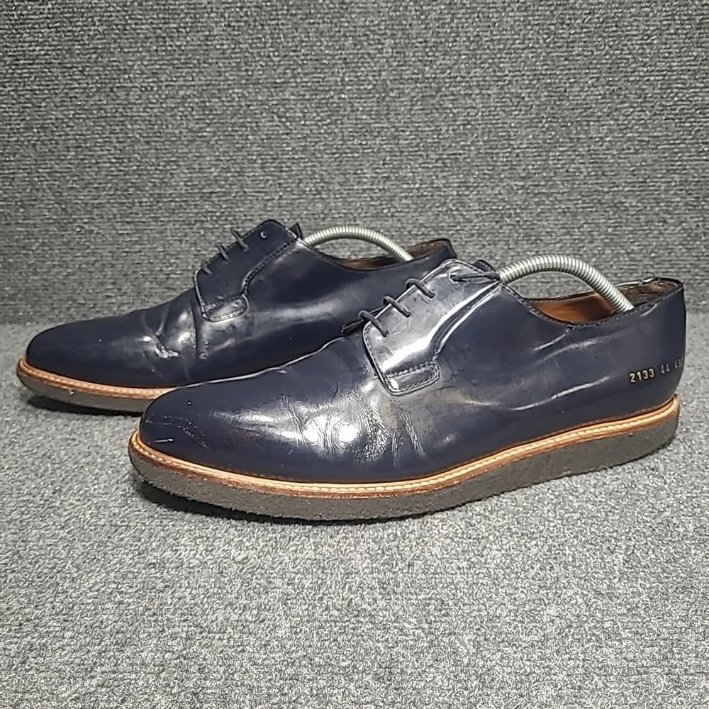 Common Projects Derby Shine Navy Blue Patent Leather EU44 US11